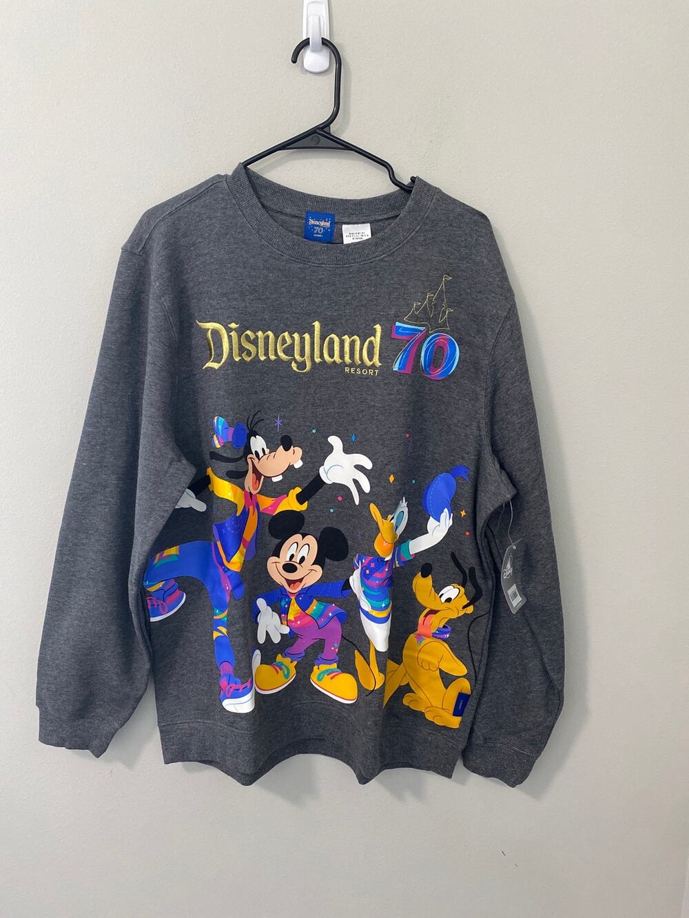 NWT Disneyland 70th Anniversary Embroidered Sweatshirt Size Large
